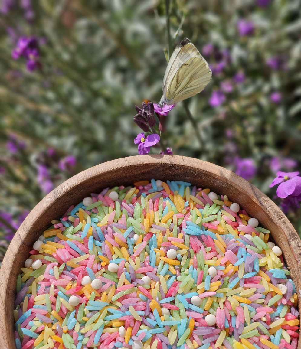 Speelrijst Stukjes Regenboog mix
